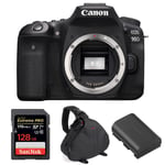 Canon EOS 90D Nu + SanDisk 128GB Extreme PRO UHS-I SDXC 170 MB/s + Canon LP-E6N + Sac | Garantie 2 ans