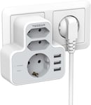 Prise Usb Multiple, 6 En 1 Prise Parafoudre Parasurtenseur Avec 1 Prise Ac Et 2 Prises Euro, Multiprise Murale Usb Avec 3 Ports Usb, Prise Murale Electrique Convient Pour Bureau, Hôtel