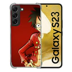 Cokitec Coque Renforcée en Verre Trempé pour Samsung Galaxy S23 Manga One Piece Luffy