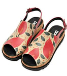 DOGO Gigi Sun Days Women Sandals Open Toe Flat Sandals Adjustable Back-Strap Daily Women Wedge Shoes Vegan Leather Multicolor Printed Design