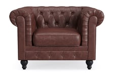 Chesterfield Lyx Lenestol - Mørk brun PU lenestol Brun