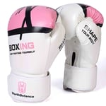 WOSWEIR 1 par 12oz Boxningshandskar Kickboxning Träning för vuxna - Vit/Rosa