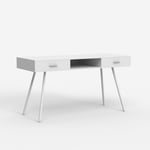 Bureau style nordique blanc scandinave 2 tiroirs 150x60cm Sidney