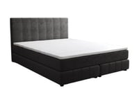 Ensemble complet boxspring tête de lit + sommier + matelas + surmatelas - 180 x 200 cm - Velours - Anthracite - HIDA de YSMÉE