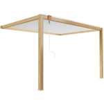 Pergola bioclimatique adossée 3 x 4 m en aluminium blanc décor bois