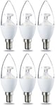 Amazon Basics Petite ampoule bougie LED E14 B35 avec culot à vis, 6W (équivalent incandescente de 40W), blanc chaud transparent, dimmable - Lot de 6