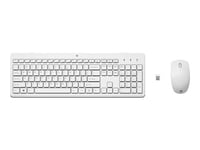 HP 230 - Ensemble clavier et souris - sans fil - 2.4 GHz - AZERTY - Belge - blanc - pour HP 24; Laptop 14, 14s, 15, 15s, 17; Pavilion 13, 14, 15; Portable 24, 27