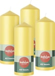 Bolsius Lot de 4 bougies pilier - Jaune - 15 x 6 cm - Bougies décoratives - Longue durée de combustion de 42 heures - Non parfumées - 5% cire végétalienne naturelle - Sans huile de palme