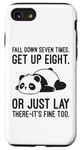 Coque pour iPhone SE (2020) / 7 / 8 Fall Down Seven Times, Get Up Eight - Humour amusant Lazy Panda