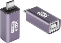 Lot de 2 adaptateurs USB C vers USB B de Type C vers connecteur de Conversion MIDI de Type C mâle vers USB B Femelle pour imprimante DAC, synthétiseur, contrôleur DJ, Clavier, imprimante