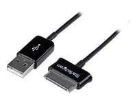 Startech.Com 1M Dock Connector To Usb Cable For Samsung Galaxy Tab - Usb Cable To Samsung Galaxy Tablet (Usb2sdc1m) - Laddnings-/Datakabel - Usb Hane Till Samsung 30-Stifts Dockningskontakt Hane - 1 M - Skärmad - Svart - För Samsung Galaxy Tab, Tab