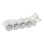 Rallonge multiprise 4 prises de courant 2P+T 16A 230V avec cordon 3m blanc et gris (049490/050056)