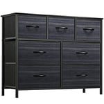 YITAHOME Commode en Tissu avec 7 tiroirs, Meuble de Rangement Pratique, Armoire pour Salon, Chambre d'enfant, Couloir,Noir Grain de Bois