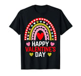 Happy Valentines Day Leopard Rainbow for Girls Kids Womens T-Shirt