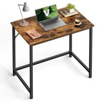 VASAGLE Bureau, Table, Poste de Travail, pour Bureau, Chambre, 50 x 80 x 76 cm, Style Industriel, Cadre en Métal, Marron Rustique et Noir d'encre LWD038B01