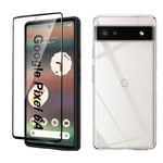 Pack coque transparente en TPU et vitre protection écran en verre trempé FULL cover noir pour Google Pixel 6A 5G - XEPTIO - Neuf