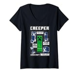 Minecraft Creeper Schematic Grid Poster V-Neck T-Shirt