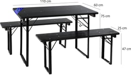 2 Ensemble Table & Banc Brasserie Pliant Salon Jardin en Bois Balcon Fabrique UE