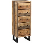 Altobuy - odilon - Chiffonnier 5 Tiroirs Acier et Bois Massif