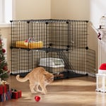 YITAHOME Cage pour Chat intérieur/extérieur à Monter soi-même avec 2 Portes, 1 échelle, Parc pour Chat en métal à 2 Niveaux, Cage pour Chat, Lapin, Chinchilla, Noir, 71 x 71 x 71 cm