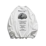 HSDFKD Man's T-Shirt Hip-Hop Print Moon Cotton Top Long Sleeve T-Shirt Men Streetwear Plus Size Couple,White,L