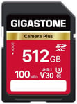 512 Go Carte SD Camera Plus, Carte mémoire SDXC V30 Haute Vitesse vidéo UHD Compatible avec Appareil Photo numérique Canon, Nikon, Sony, Pentax, Kodak, Panasonic, avec 1 Mini étui