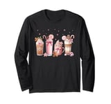 Ginger Man Cookies Christmas Coffee Latte Pink Xmas Season Long Sleeve T-Shirt