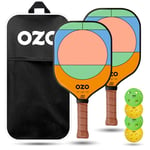 OZO Pickleball - Set de 2 Raquettes + 4 Balles + Sac - Jupiter Energia Chroma (Raquettes de Puissance pour Intermédiaires) + 4 Balles (2X Intérieur+2X Extérieur) Approuvées par l'USAPA