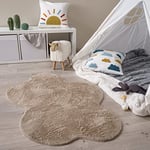 Tapis De Salon Tapis Poils Ras Monochrome Moderne Fausse Fourrure Forme Peau De Mouton Doux, Dimension:80x120 cm Nuage, Couleur:Beige