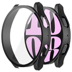 Misxi 2 Pièces PC Coque Compatible avec Samsung Galaxy Watch 6 40mm, Sensibilité élevée Case Protection d'écran pour Galaxy Watch 6, Noir