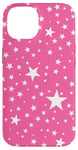 Coque pour iPhone 14 Rose et blanc, étoiles