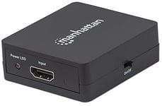 Manhattan HDMI Splitter 2-Port , 1080p, Black, Displays output from x1 HDMI source to x2 HD displays (same output to both displays), USB-A Powered (cable included, 0.7m), 3 Year Warranty, Retail Box