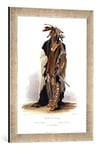 'Image encadrée de Karl Bodmer "wahk de ta-LI GE, A Sioux Warrior, plate 8 FROM VOLUME 2 OF' Travels in the Interior of North America ', engraved by par Prevost, 184, d'art dans le cadre de haute qualité Photos fait main, 40 x 60 cm, argent Raya