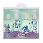 DISNEY Stitch - Trousse Avion à l'Éffigie de Stitch - LILO & STITCH - 4 Contenants Transparents - Plastique Résistant - Produit Officiel Disney