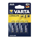 Pile alcaline AAA - LR03 LONGLIFE (Blister 4 unités) Ø10,5 x 44,5 mm, idéale pour Les appareils Qui nécessitent Une énergie Durable et fiable. Parfaites pour Les manettes et Les Jouets. Énergie