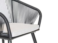 Lot De 2 Fauteuil De Jardin En Résine Tressée Structure En Alu Noir + Coussin Gris Comores - Jardiline