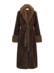 Caroline Fake Fur Jacket - Brown