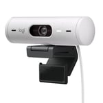 Logitech Brio 500 Full HD Webcam with Auto Light Correction, show Mode, Dual Noise Reduction Mics, Webcam Privacy Cover, Works with Microsoft Teams, Google Meet, Zoom, USB-C Cable, Streaming - White