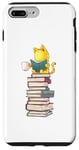 Coque pour iPhone 7 Plus/8 Plus Kawaii Cat Reading Book Stack Cute Bookworm T-shirt graphique