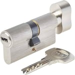 Yale YC1000+ Cylindre de Serrure à Bouton 30x30 mm pour Porte Extérieure/Entrée, 6 Goupilles, 4 Clés, Nickelé