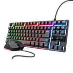 Trust Gaming GXT 833 Pack Clavier et Souris Gamer Filaires, AZERTY Français, Clavier Gamer TKL Compact avec 69% Plastique Recyclé, 200-7200 DPI, Kit Gaming RGB pour PC, Ordinateur Portable - Noir