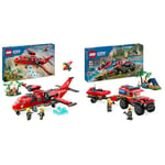 LEGO City Fire Rescue Plane Toy for 6 Plus Year Old Boys, Girls and Kids Who Love Imaginative Play & City 4x4 Fire Engine with Rescue Boat Building Toys for 5 Plus Year Old Boys & Girls