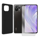 Coque De Protection Souple Silicone Noir + Verre Trempé Pour Xiaomi 11 Lite 5g 6.55" M2101k9g, M2101k9c, M2101k9r - Visiodirect -