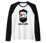 Mens Football Volleyball Dad Messy Hair Beard Football Volleyball Raglan Baseball Tee