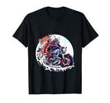 Retro Asian Japanese samurai Dragon biker motorcycle rider T-Shirt