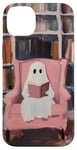 iPhone 14 Plus Cute Reading Ghost Pink Book Lover Bookish Library Art Case