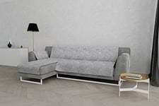 Datex “Glamour” Housse de canapé antidérapante avec chaise-longue gauche, Gris clair, 240cm