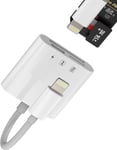 Lecteur de cartes SD Micro SD Chargeur 3 en 1 Adaptateur Lightning Reader Card Chargeur pour Apple Iphone 14 13 12 11 Pro Max 7 8 pour iPad Air Tablet Convertisseur Clé Télécharger Photos Accessoires