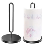 DDF iohEF Porte Sopalin Noir, Rouleau Papier, Support en Acier Inoxydable, Porte-Serviettes en Papier de Cuisine de Comptoir avec Base Pondérée