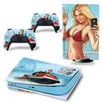 Kit De Autocollants Skin Decal Pour Console De Jeu Ps5 Full Body Gta5 Grand Theft Auto, Version Cd-Rom T1630